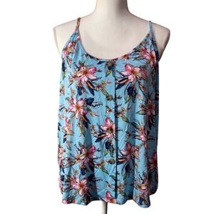 Lascana for Venus Tropical Floral Button Front Cami L Blue Excellent Strappy Top
